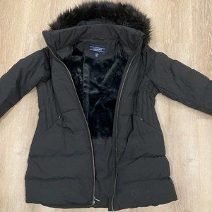 Lands' End Plush-Lined Down Coat, Black